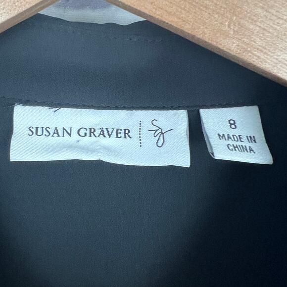 Susan Graver Womens 8 Maximalist Statement Animal Print Roll Tab Tunic Blouse - Picture 7 of 11